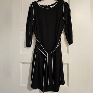 Boden Women's Black Dress with White Piping sz 10